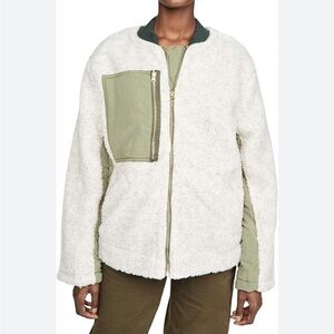 Free People Cream and Green Teddy Jacket